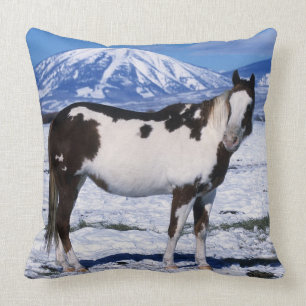 Almofada Pinte o cavalo que está na neve