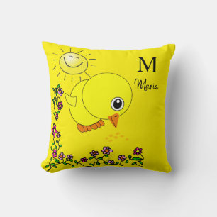 Almofada Pintinho Amarelo Floral Dois Toneladas Verde