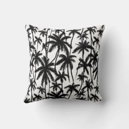 Almofada Pintinho Preto + Padrão de Árvore Palm Branco