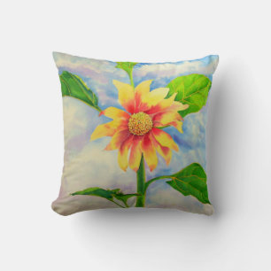Almofada Pintor de girassol de aquarela floral amarelo