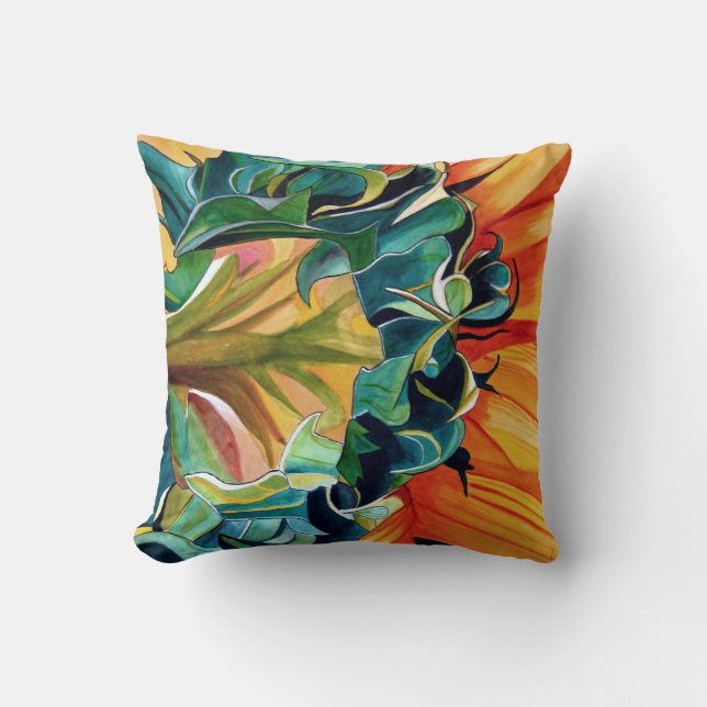 Almofada Pintor original de girassol amarelo (Frente)