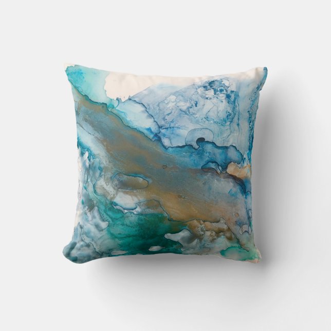 Almofada Pintura A Álcool Glaciar De Fusão (Frente)