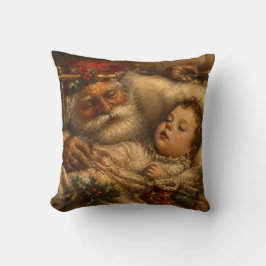 Almofada Pintura a Óleo Natalícia de Papai Noel ao Dormir n