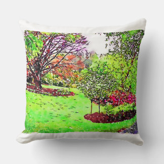 Almofada Pintura aquosa de um jardim de primavera