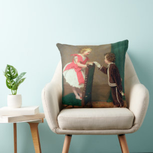 Almofada Pintura Clássica Vintage de Crianças Vitorianas