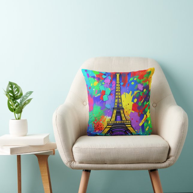 Almofada Pintura Colorida Eiffel (Cadeira)