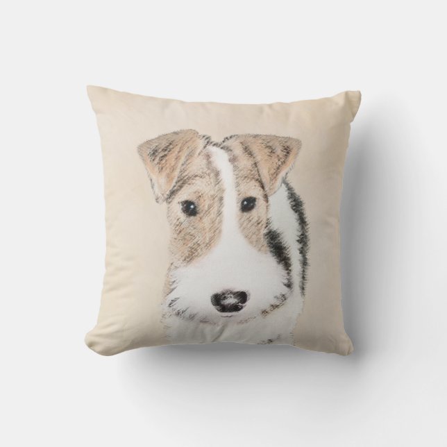 Almofada Pintura com terrier de Fox com fio - Arte canina o (Frente)
