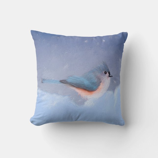 Almofada Pintura com Titmouse Tufado - Arte Cachorra Origin (Frente)