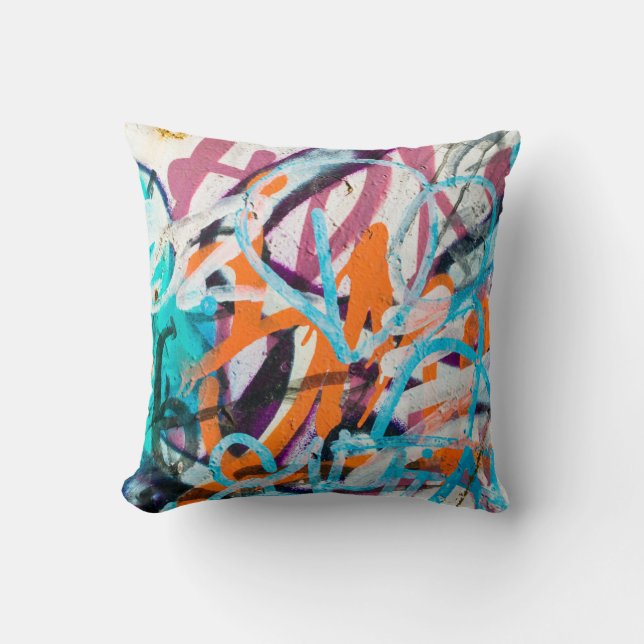 Almofada Pintura concreta, feita de penas, vestida e danifi (Frente)