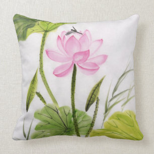 Almofada Pintura da aguarela da flor de Lotus 2