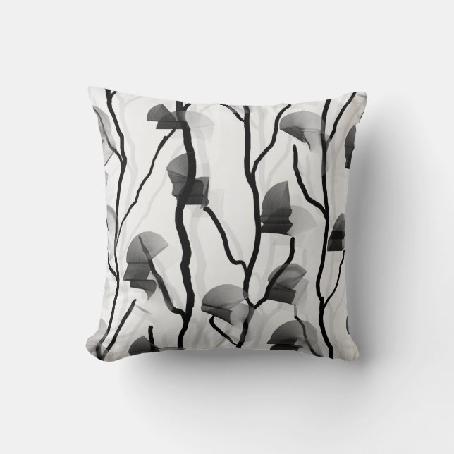 Almofada Pintura da Cinza Negra Negra-Vinha Subida Moderna (Frente)