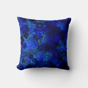 Almofada Pintura de Abstrato Floral Azul