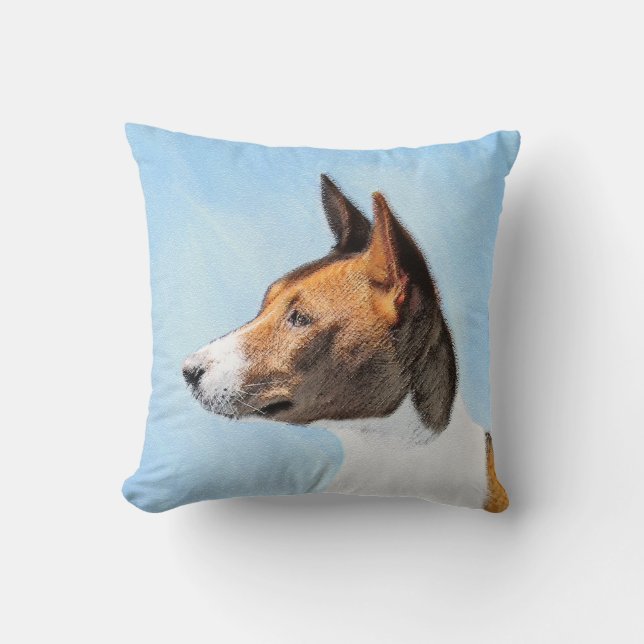 Almofada Pintura de Basenji - Arte Original Fofa (Frente)