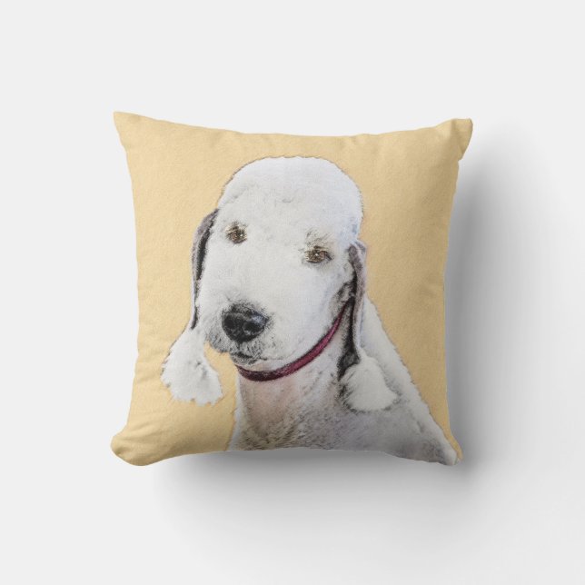 Almofada Pintura de Bedlington Terrier - Arte original de c (Frente)