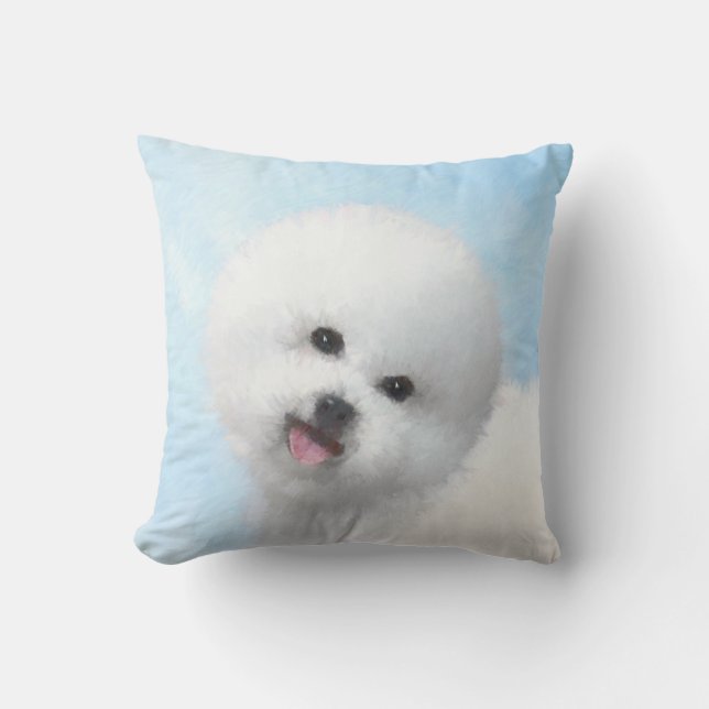 Almofada Pintura de Bichon Frise - Arte de Cachorro Origina (Frente)