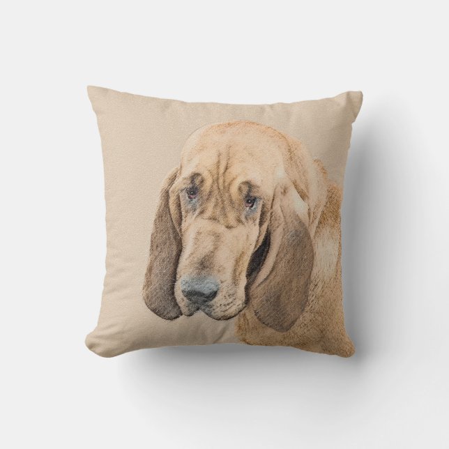 Almofada Pintura de Bloodhound - Arte de Cão Original Bonit (Frente)