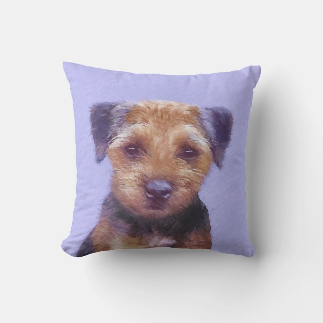 Almofada Pintura de Borda Terrier - Arte de Cachorro Origin (Frente)