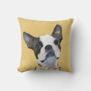Almofada Pintura de Boston Terrier - Arte de Cão Original 