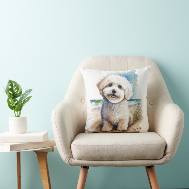 Almofada Pintura de Cachorro Bichon Frise (Cadeira)