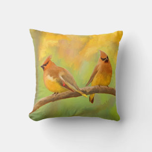 Almofada Pintura De Cedar Waxwing - Arte De Cachorro Origin