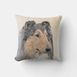 Almofada Pintura de Collie (Rough) - Arte Cão Original Bon