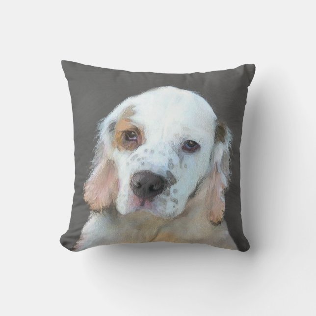 Almofada Pintura de Espanhol Clumber - Arte de Cachorro Ori (Frente)