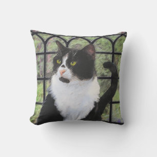 Almofada Pintura De Gato Tuxedo - Arte De Gato Original Bon