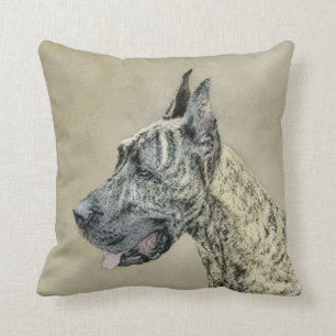 Almofada Pintura de Great Dane (Brindle) - Arte Original de