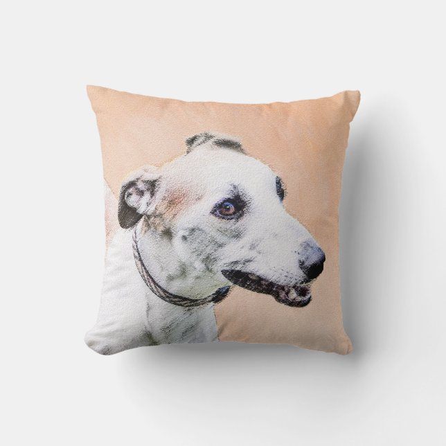 Almofada Pintura de Greyhound - Arte de Cachorro Original (Frente)