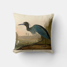 Almofada Pintura de Heron Audubon com Crane Azul