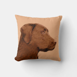 Almofada Pintura de Labrador Retriever (Chocolate) - Arte C