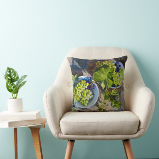 Almofada Pintura de Natureza-Morta de Uva Verde