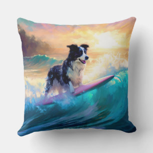 Almofada Pintura de Navegação na Praia de Border Collie