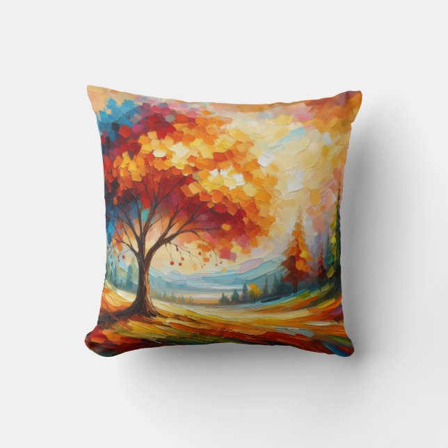 Almofada Pintura de Paisagem Com Cores Brilhantes (Frente)