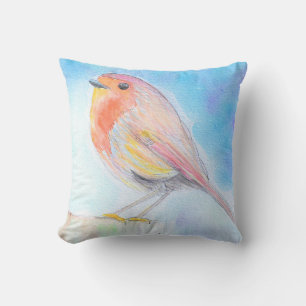Almofada Pintura de Pequena Robin Watercolor