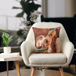 Almofada Pintura de Pintura - Gatinhos de Gato e Violão