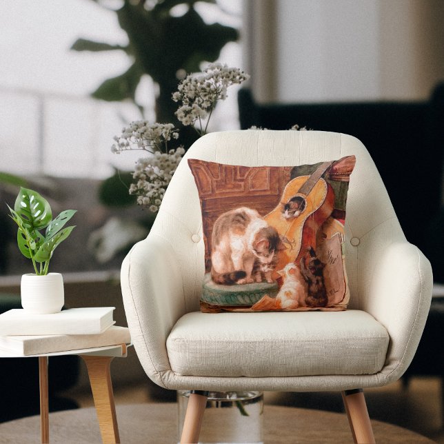 Almofada Pintura de Pintura - Gatinhos de Gato e Violão (Criador carregado)