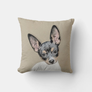 Almofada Pintura de Rat Terrier - Arte de Cachorro Original