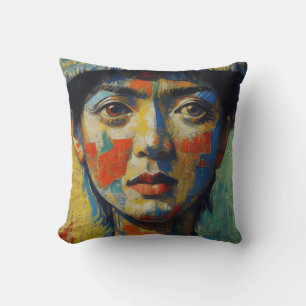 Almofada Pintura de retrato de mulher asiática