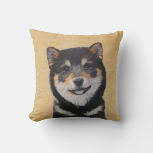 Almofada Pintura de Shiba Inu (preto e Tan) - arte do cão