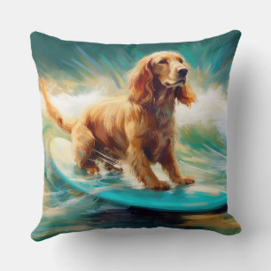 Almofada Pintura de surf em praia em Cocker Spaniel