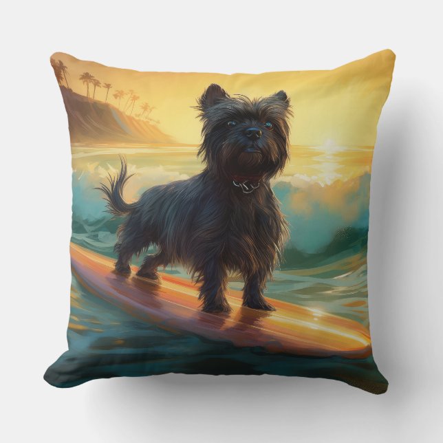 Almofada Pintura de Surf no Beach do Affenpinscher (Frente)