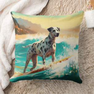 Almofada Pintura de surfe na praia Dalmation