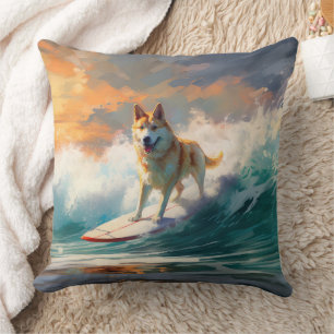 Almofada Pintura de surfe na praia de Akita