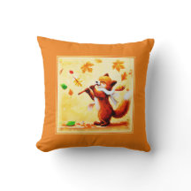 Pintura De Uma Feliz Raposa Vermelha Cantando. Com