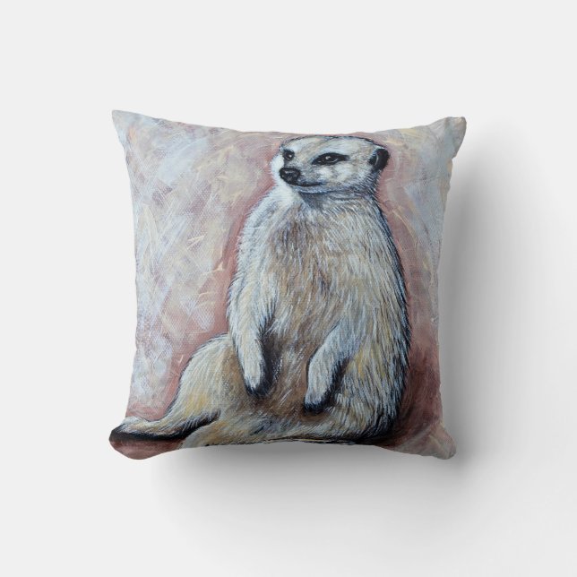 Almofada Pintura do Meerkat Cute Slouchy (Frente)