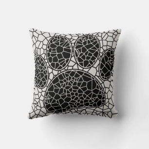 Almofada Pintura Do Mosaico, Impressão Em Preto E Branco