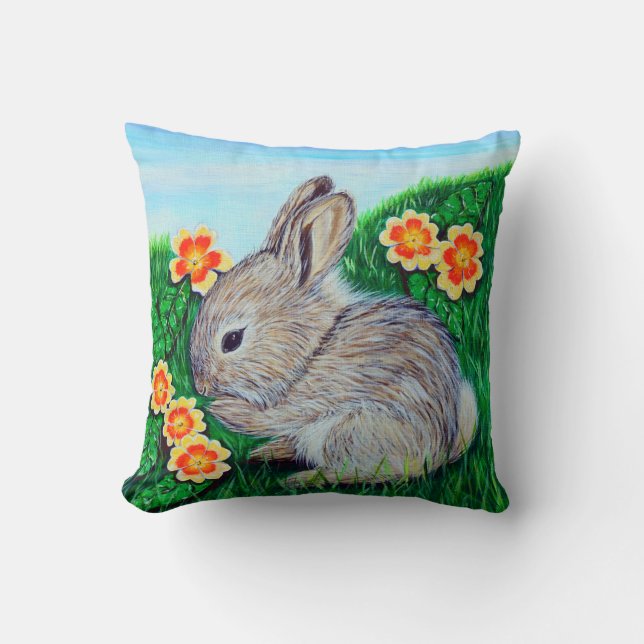 Almofada Pintura do Rabbit Springtime (Frente)