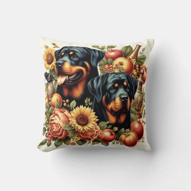 Almofada Pintura do Rottweiler Retro (Frente)