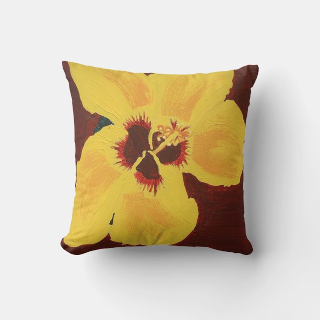 Almofada Pintura do Travesseiro Yellow Hawaiian Hibiscus (Frente)